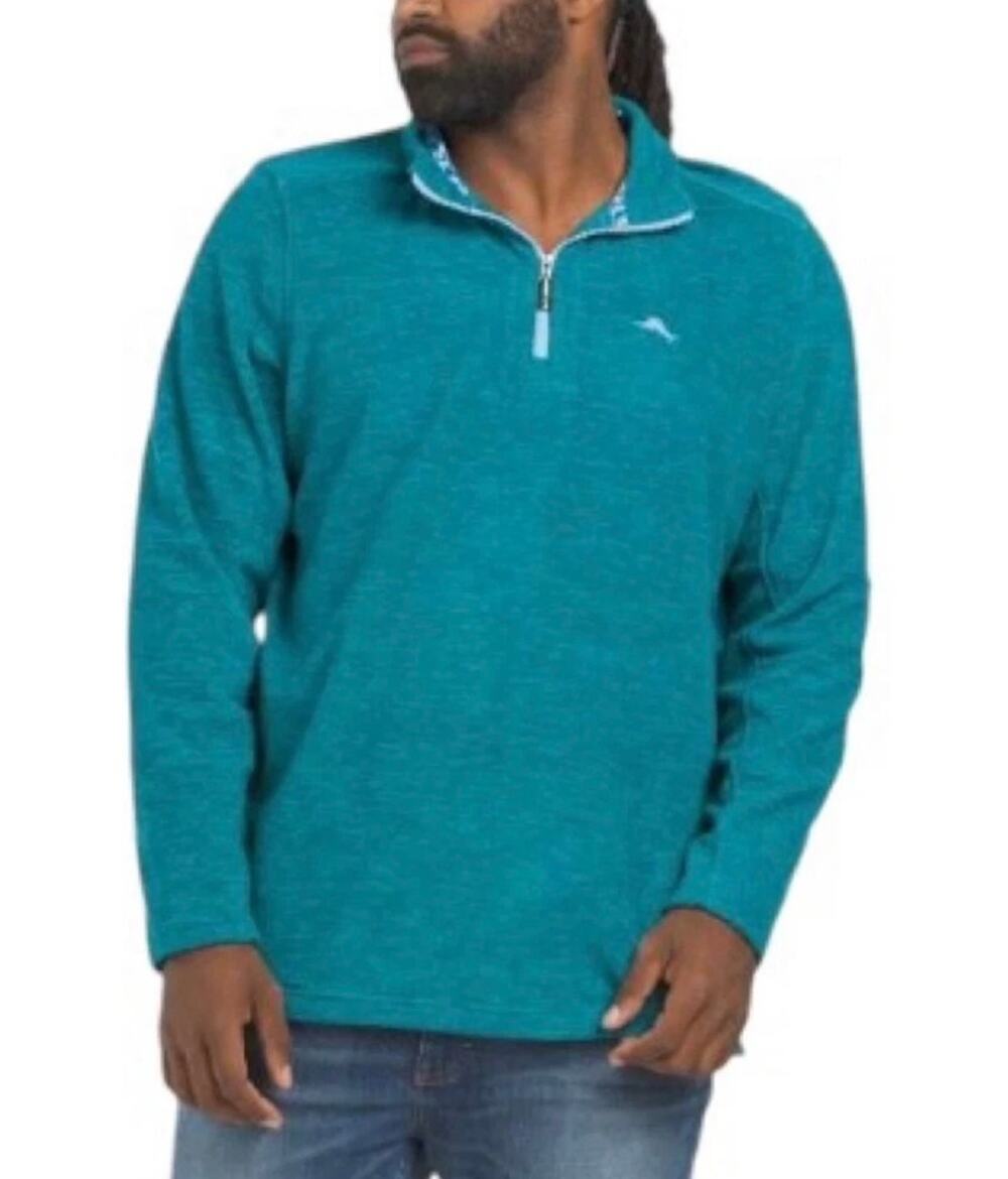Tommy Bahama Men's Cloud peak half zip pullover teal sweatshirt $128 Large